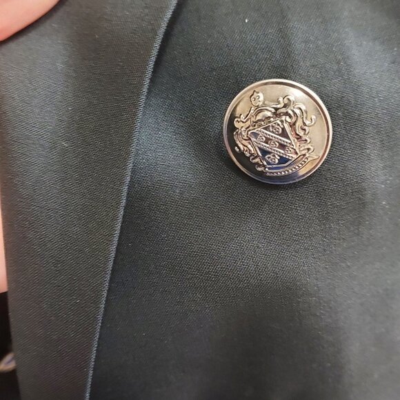 Theory Black Oversized Silver Embossed Button Blazer - Picture 3 of 8